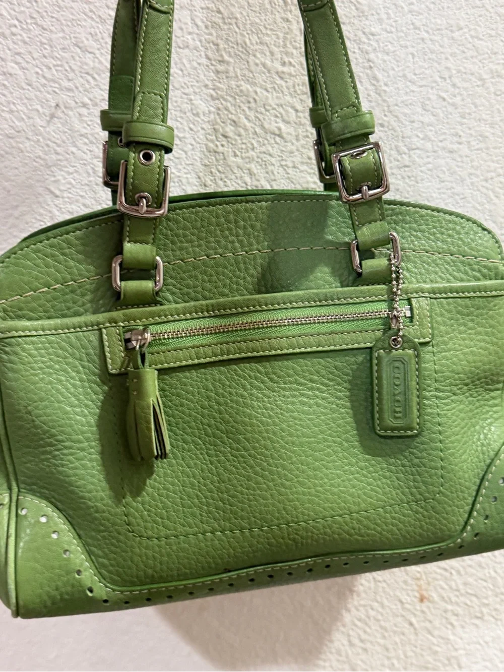 Green Leather Tote Handbag - Women Bags